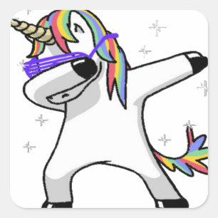 Dabbing Unicorn Square Sticker