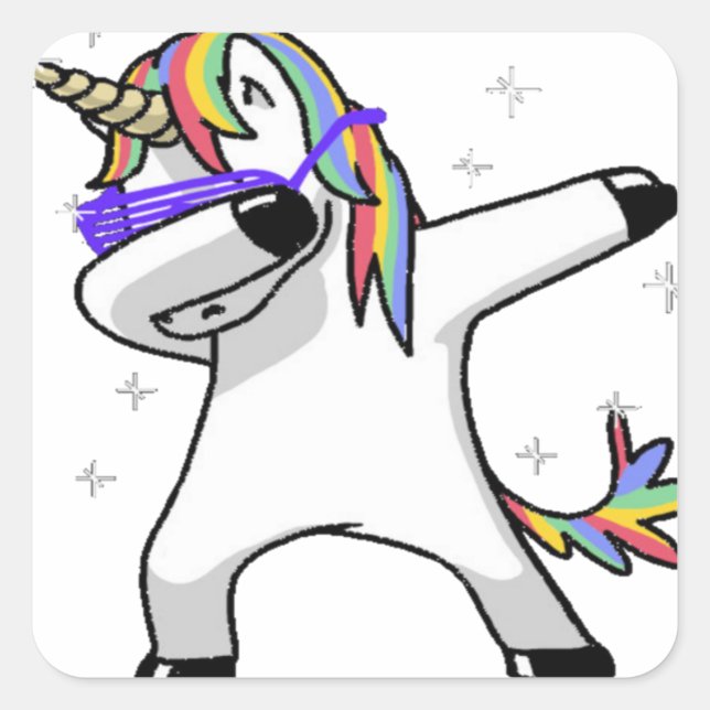 Dabbing Unicorn Square Sticker (Front)