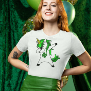 Dabbing Unicorn St. Patrick's Day Green Shamrock T-Shirt