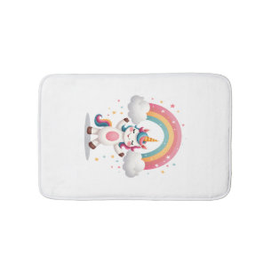 Dabbing Unicorn T Shirt - Funny Dab Dance Rainbow Bath Mat