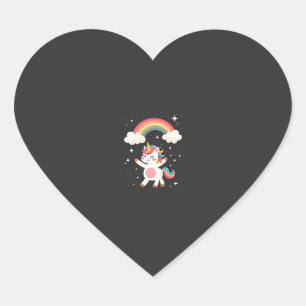 Dabbing Unicorn T Shirt - Funny Dab Dance Rainbow Heart Sticker