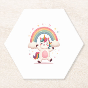 Dabbing Unicorn T Shirt - Funny Dab Dance Rainbow Paper Coaster