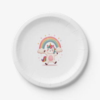 Dabbing Unicorn T Shirt - Funny Dab Dance Rainbow  Paper Plate