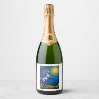 Dabbing Unicorn T Shirt - Funny Dab Dance Rainbow  Sparkling Wine Label