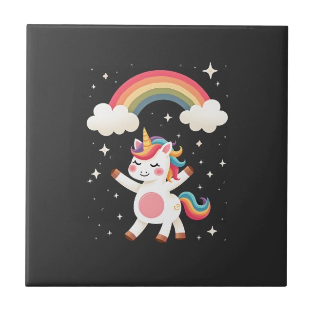 Dabbing Unicorn T Shirt - Funny Dab Dance Rainbow  Tile (Front)