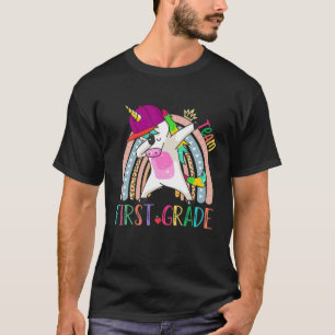 Dabbing Unicorn Team 1St Grade Leopard Rainbow Tea T-Shirt