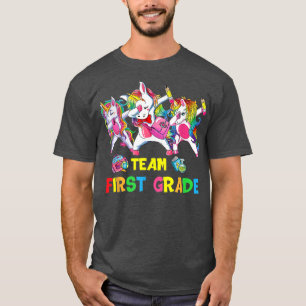 Dabbing Unicorn Team 1st Grade Teacher Student Fir T-Shirt