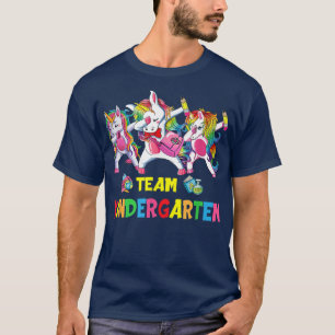 Dabbing Unicorn Team Kindergarten Teacher Student T-Shirt