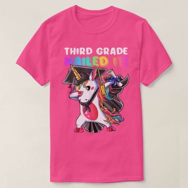 Dabbing Unicorn Third Grade Graduation Cap Gown Gi (Design Front)