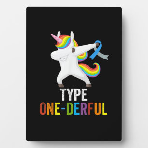Dabbing Unicorn Type One-Derful T1D Diabetes Funny Plaque