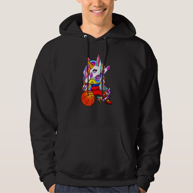 Dabbing Unicorn Venezuela Basketball Fans Jersey B Hoodie (Front)