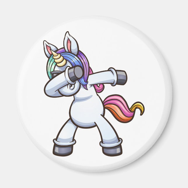 dabbing unicorn wearing sunglasses magnet (Front)