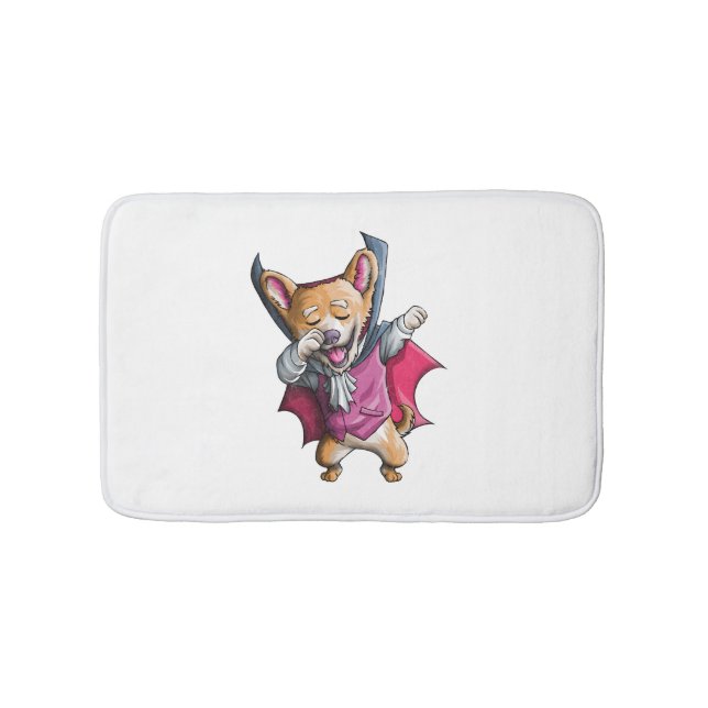 Dabbing Vampire Corgi Cute Halloween Corgi Funny Bath Mat (Front)
