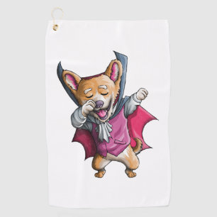 Dabbing Vampire Corgi Cute Halloween Corgi Funny Golf Towel