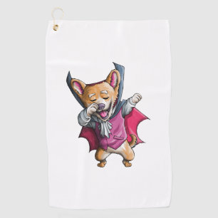 Dabbing Vampire Corgi Cute Halloween Corgi Funny Golf Towel
