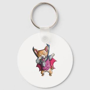 Dabbing Vampire Corgi Cute Halloween Corgi Funny Key Ring