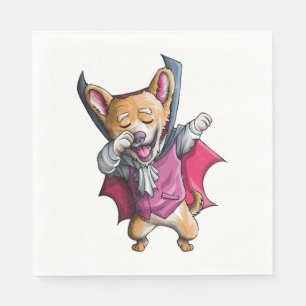 Dabbing Vampire Corgi Cute Halloween Corgi Funny Napkin