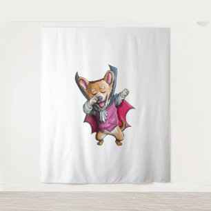 Dabbing Vampire Corgi Cute Halloween Corgi Funny Tapestry