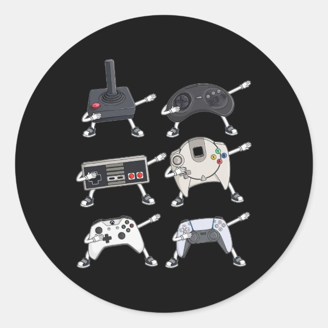 Dabbing Video Gamer Controllers Fun Boys Kids Game Classic Round Sticker (Front)