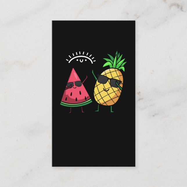 Dabbing Watermelon Pineapple Kawaii Summer Fruits Business Card (Front)