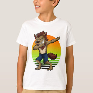 Dabbing Werewolf Retro Sunset Halloween Boys Kids T-Shirt