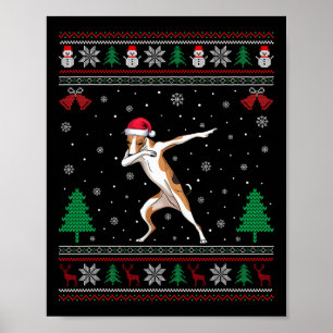 Dabbing Whippet Dog Santa Hat Boys Girls Kids Chri Poster