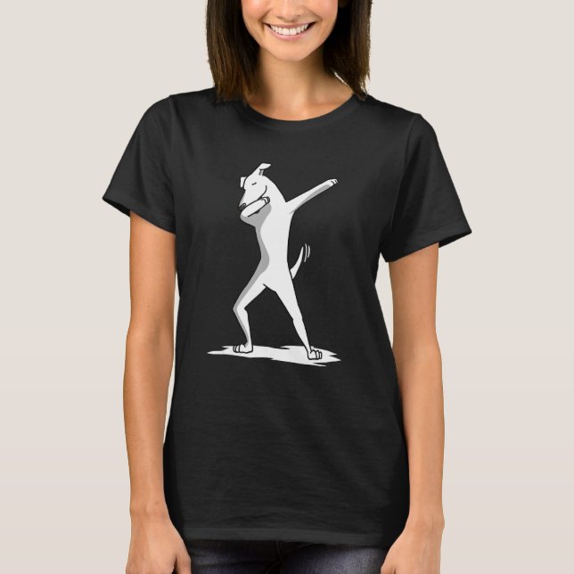 Dabbing White Dog Dab Dance T-Shirt (Front)