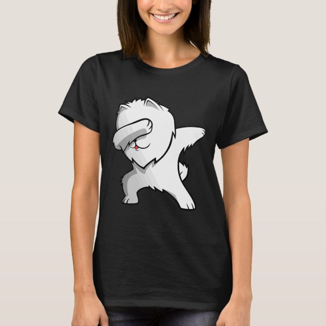 Dabbing White Pomeranian T-Shirt (Front)