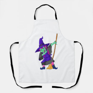 Dabbing Witch Halloween Trendy Dance Gift Women Gi Apron
