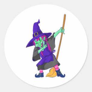 Dabbing Witch Halloween Trendy Dance Gift Women Gi Classic Round Sticker