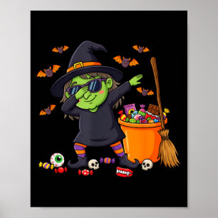 Dabbing witch kids girls toddler funny halloween poster