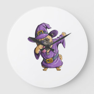 Dabbing Witch Pug Cute Halloween Pugs Funny Dab Large Clock