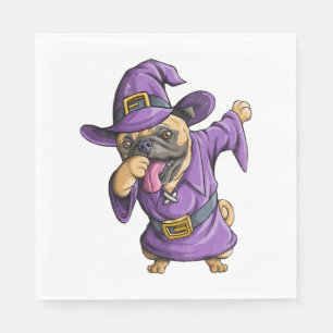 Dabbing Witch Pug Cute Halloween Pugs Funny Dab Napkin