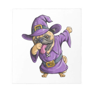 Dabbing Witch Pug Cute Halloween Pugs Funny Dab Notepad