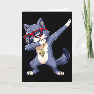 Dabbing Wolf Cool Red Sungles Animals Wolves Lover Card