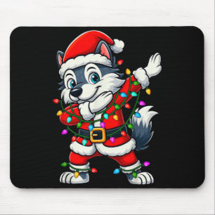 Dabbing Wolf Lights Santa Xmas Girls Boys Kids Chr Mouse Mat