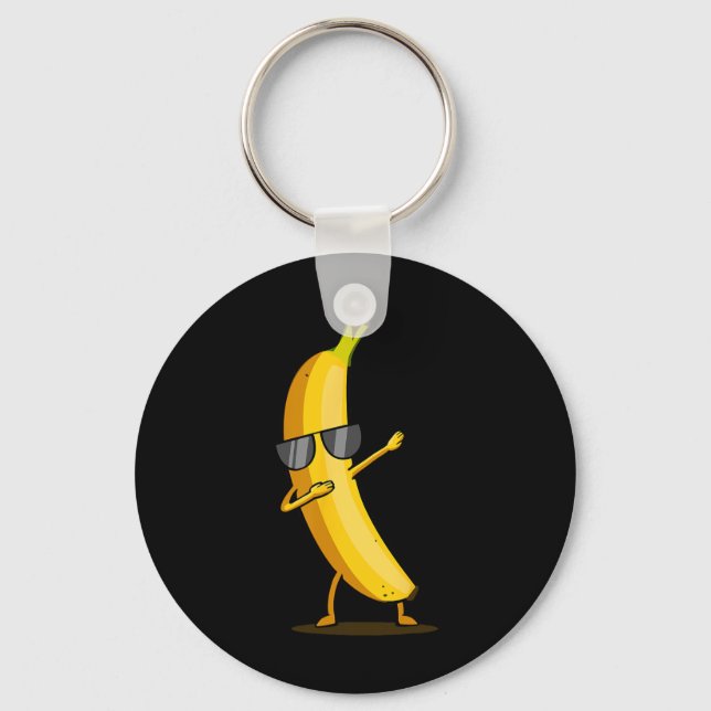 Dabbing Yellow Banana - Dab Funny Dancing Fruit  Key Ring (Front)
