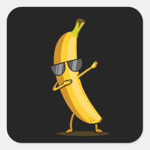 Dabbing Yellow Banana Dab Funny Dancing Fruit Square Sticker