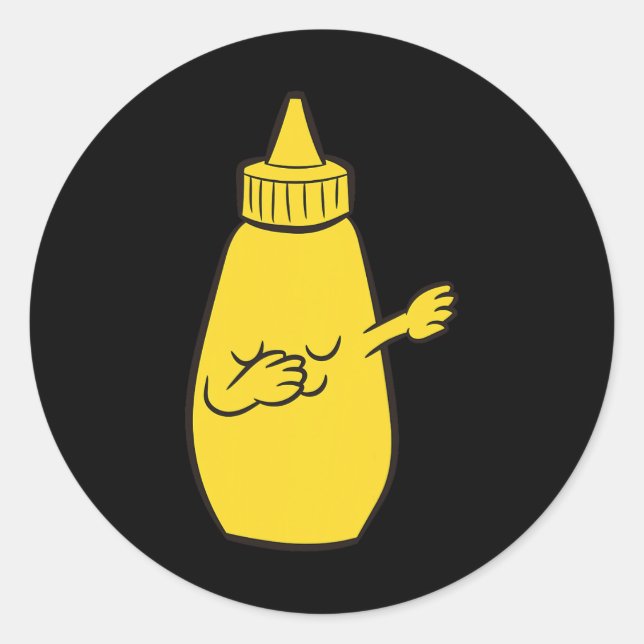 Dabbing Yellow Mustard Squeeze Bottle Funny Dancin Classic Round Sticker (Front)