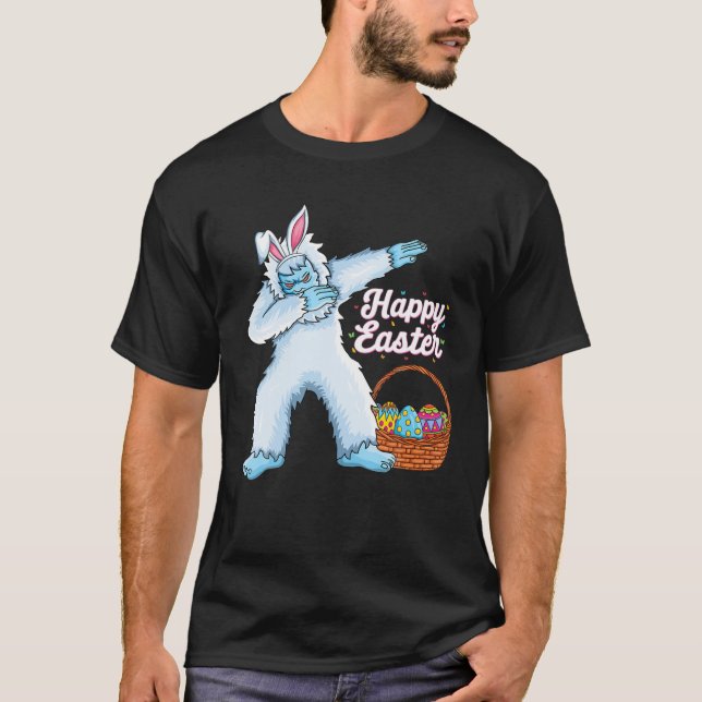 Dabbing Yeti Easter Eggs Bunny Kids Boys Girls Yet T-Shirt (Front)