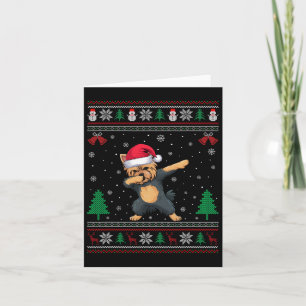 Dabbing Yorkie Dog Santa Hat Boys Girls Kids Chris Card