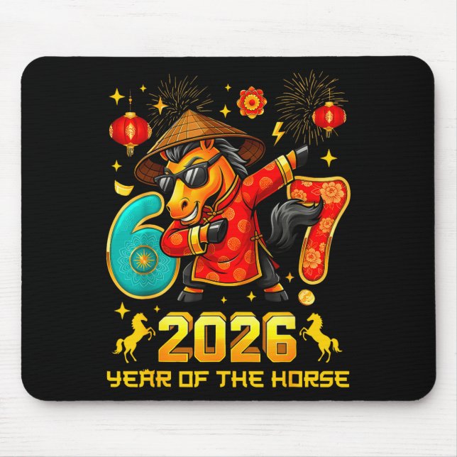 Dabbing Zodiac Horse Lunar New Year Chinese New Ye Mouse Mat (Front)