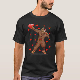 Dabbing Zombie Bigfoot Red Heart Valentines Day Lo T-Shirt
