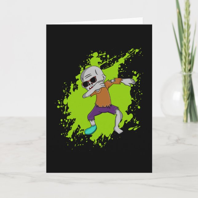 Dabbing Zombie Dab Halloween Cool Funny Gift Idea Card (Front)