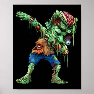 Dabbing Zombie Halloween Boys Kids Dab Dance Poster