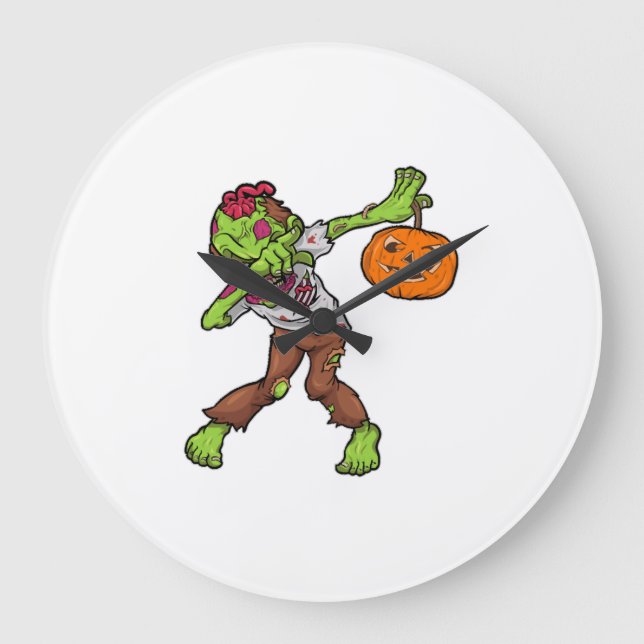 Dabbing Zombie Halloween Dab Funny Gift design Large Clock (Front)
