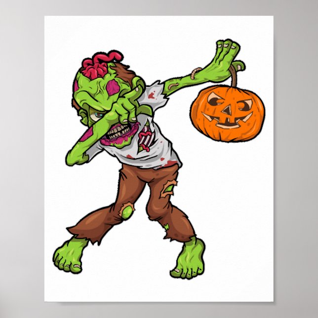 Dabbing Zombie Halloween Dab Funny Gift design Poster (Front)