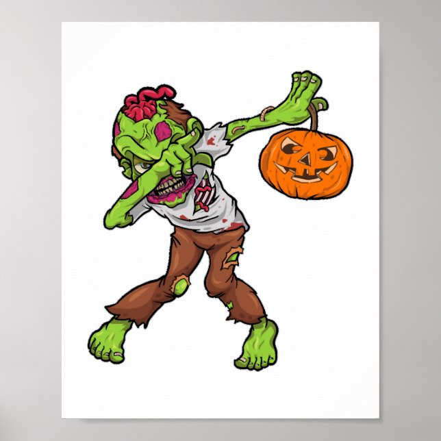 Dabbing Zombie Halloween Dab Funny Gift design Poster (Front)