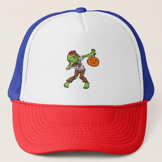 Dabbing Zombie Halloween Dab Funny Gift design Trucker Hat (Front)