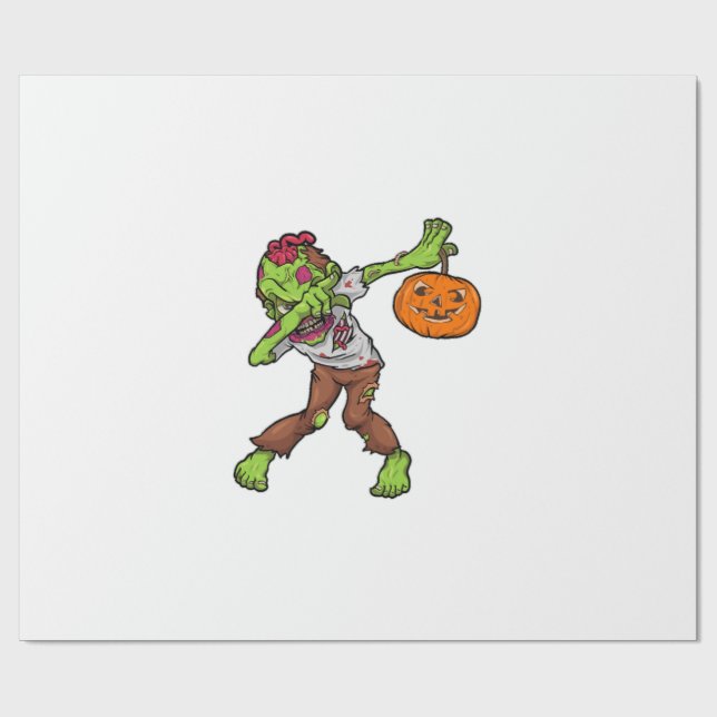 Dabbing Zombie Halloween Dab Funny Gift design Wrapping Paper (Flat)